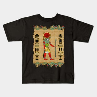 Egyptian Re-Horakhty  - Ra-Horakht  Ornament on papyrus Kids T-Shirt